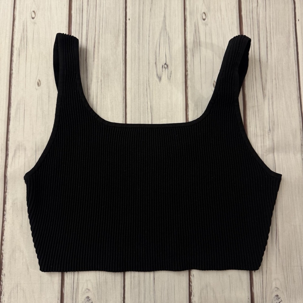 Aritzia Babaton Women's Sculpt Knit Square‎ Neck Tank Sleeveless Black Large